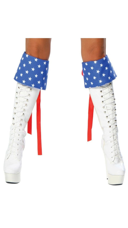 Naughty Kitten Clothing Patriotic Boot Cuffs Front View Costume Accessories
