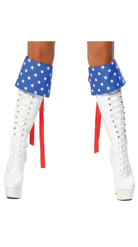 Naughty Kitten Clothing Patriotic Boot Cuffs Front View Costume Accessories