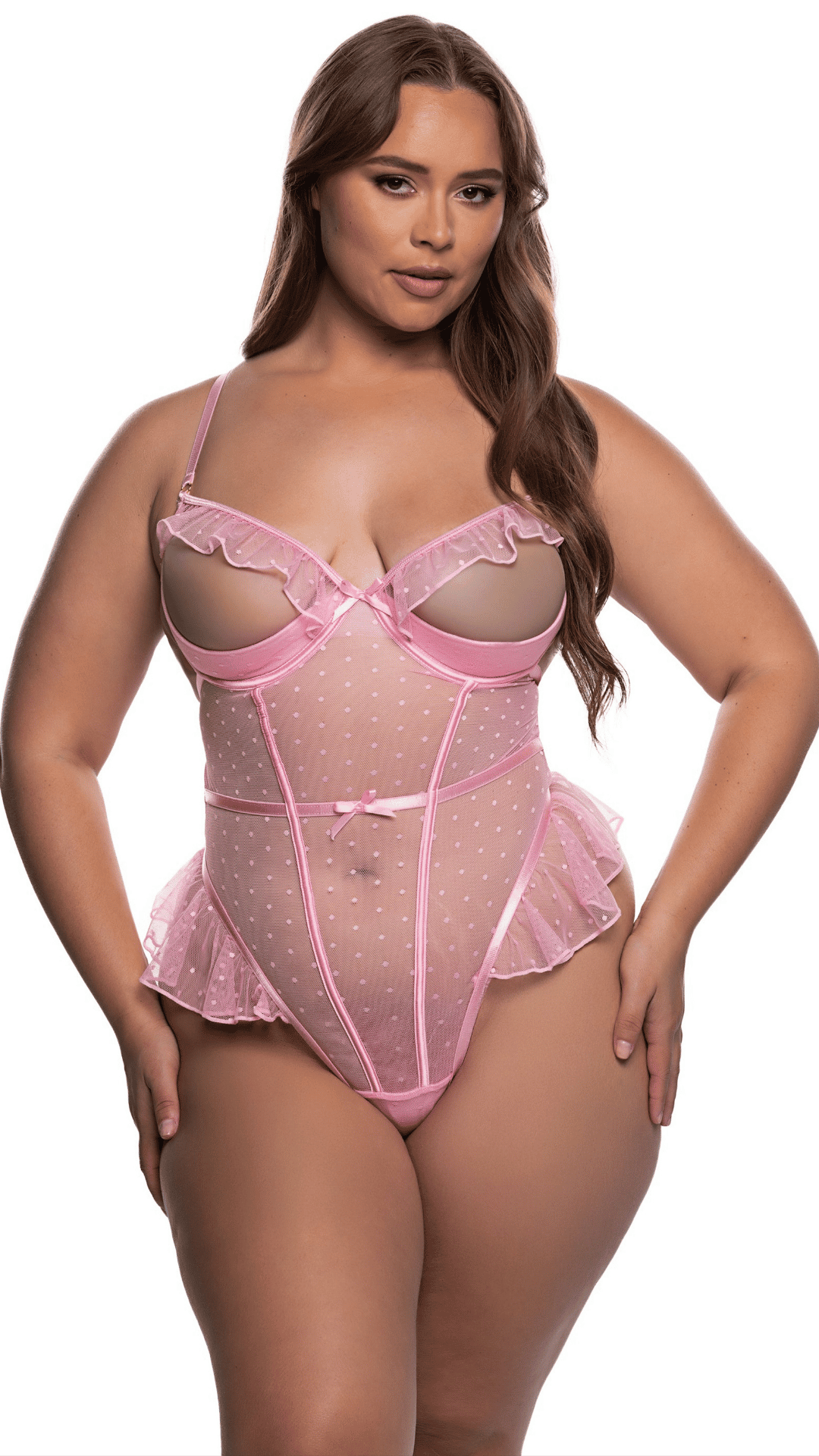 Naughty Kitten Clothing Peek-A-Boo Bliss Teddy Front View Women's Lingerie Plus Size