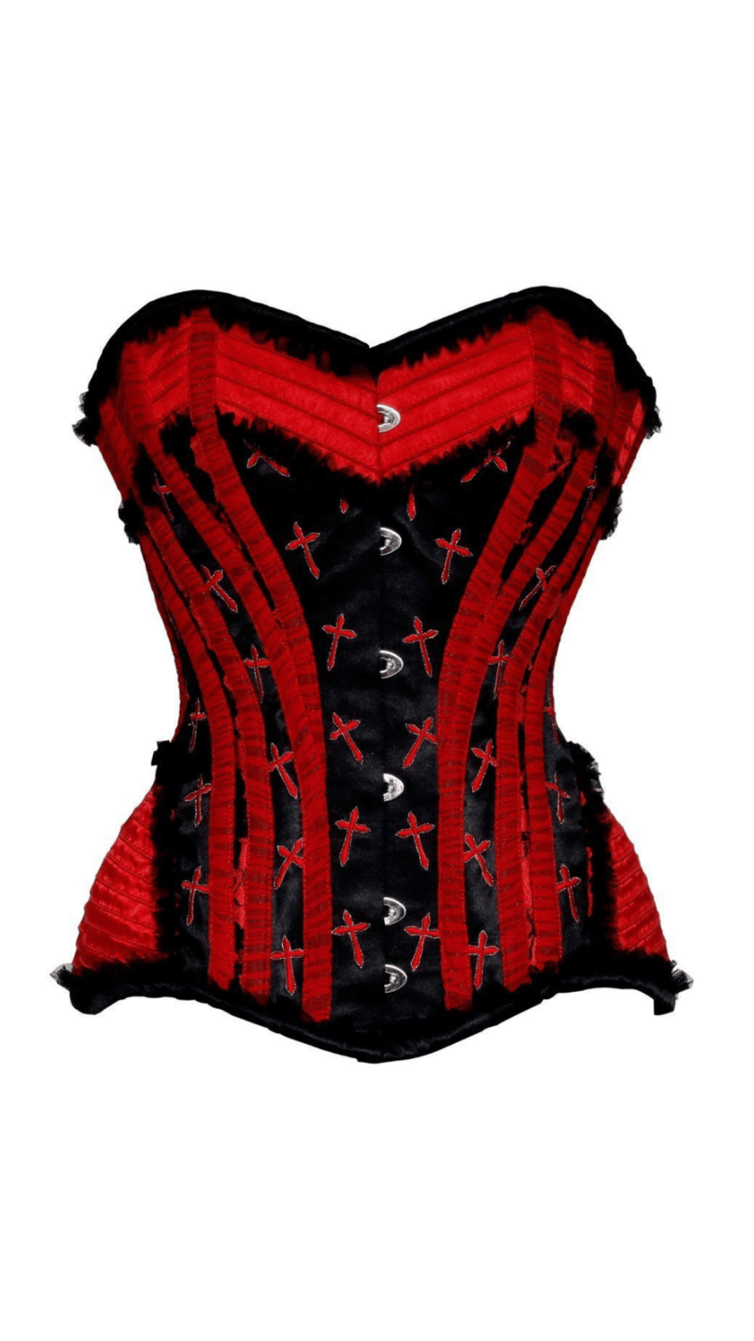 Naughty Kitten Persephone Crucifix Overbust Corset Front View