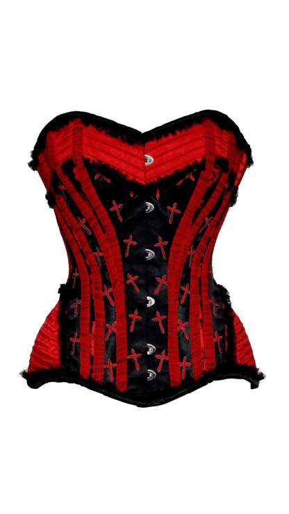 Naughty Kitten Persephone Crucifix Overbust Corset Front View