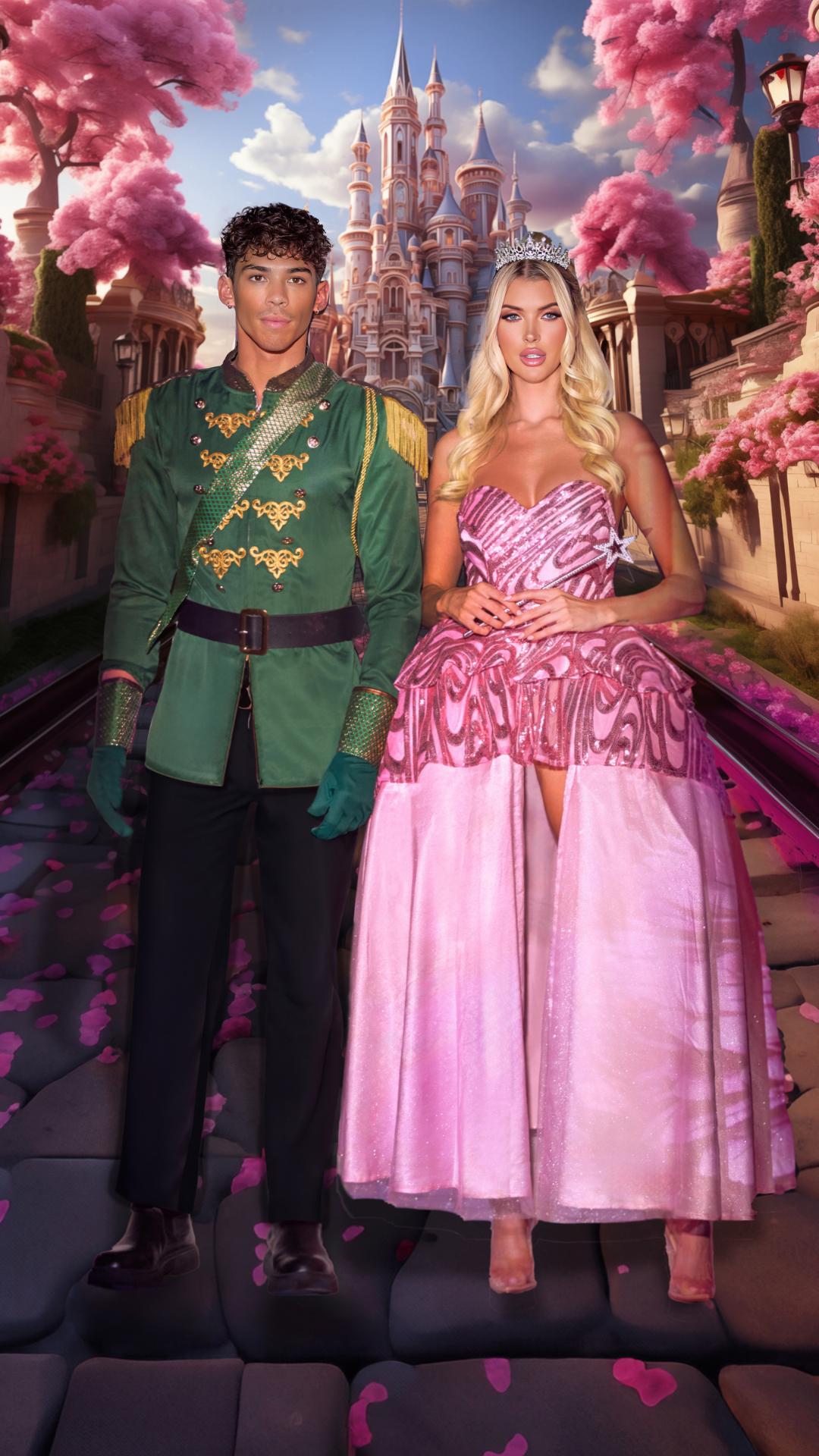 Naughty Kitten Clothing Popular Pink Witch Costume Front View Couple Halloween Costume