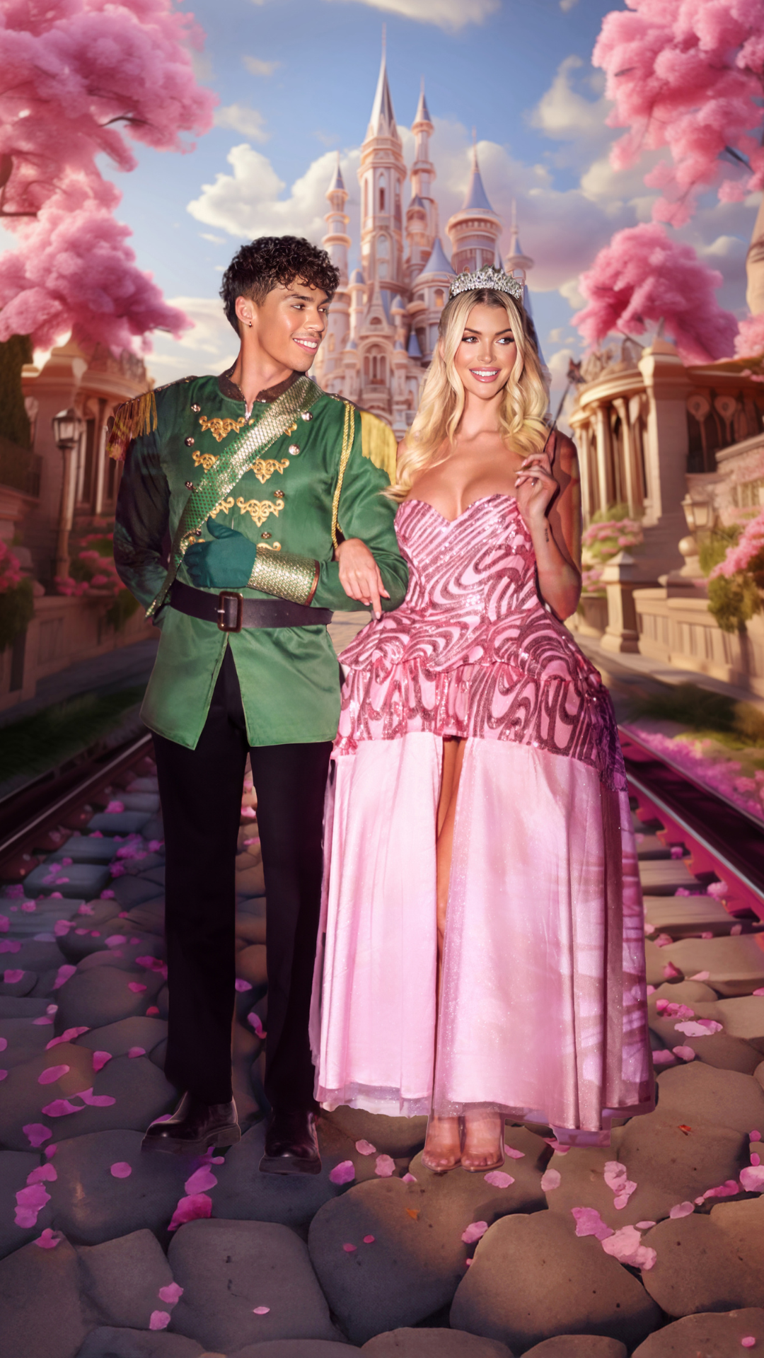 Naughty Kitten Clothing Popular Pink Witch Costume Front View Couple Halloween Costume