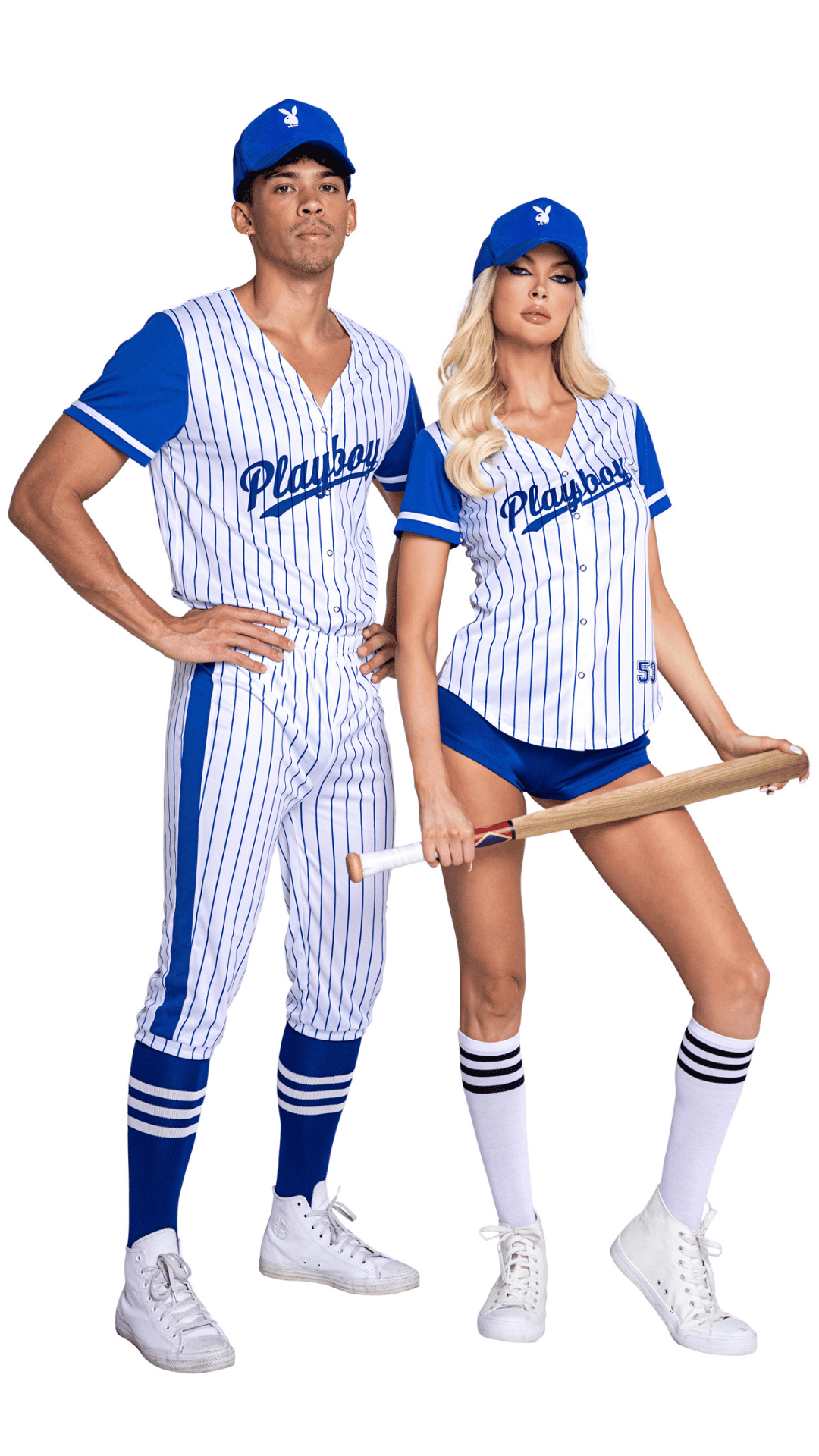 Naughty Kitten Clothing Playboy Baseball Homerun Hottie Costume Front View Couple Playboy Costume
