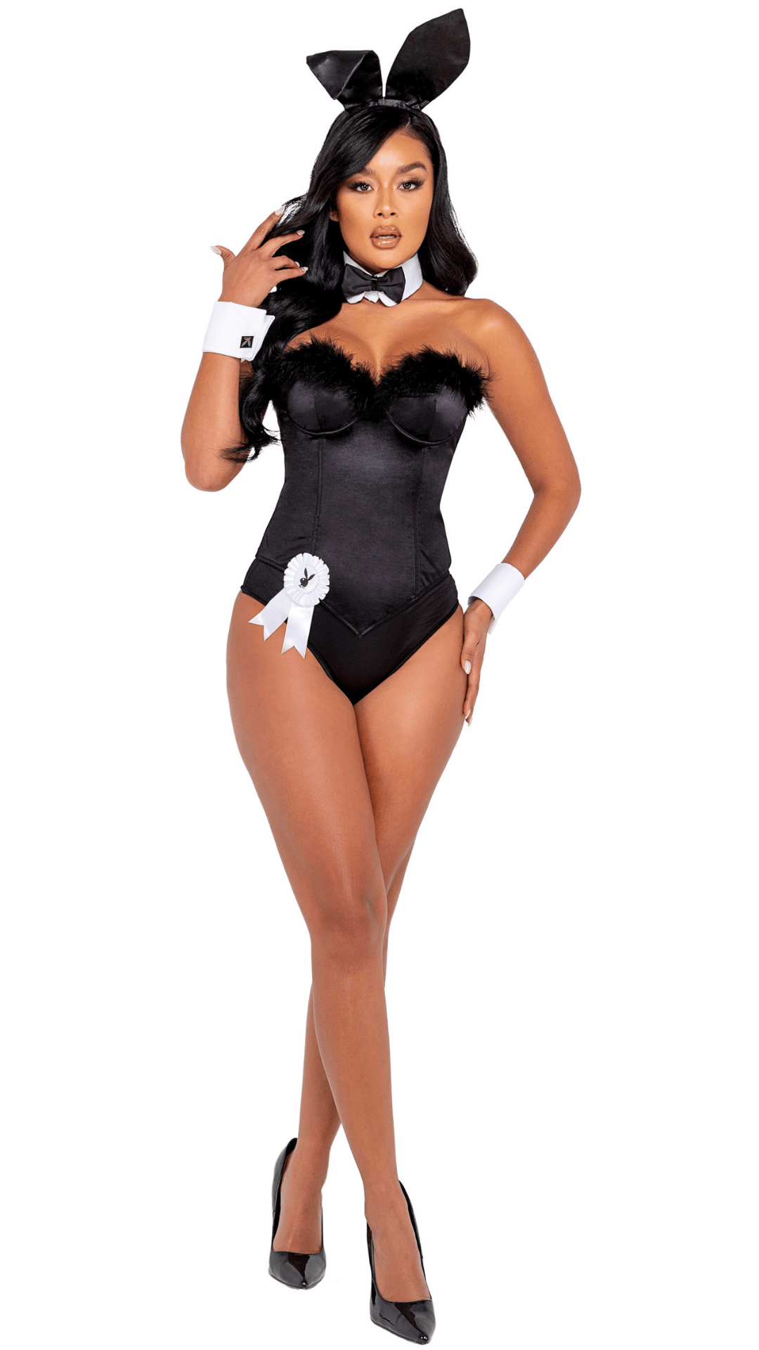 Naughty Kitten Clothing Playboy Boudoir Bunny Costume Front View Black Playboy Costume