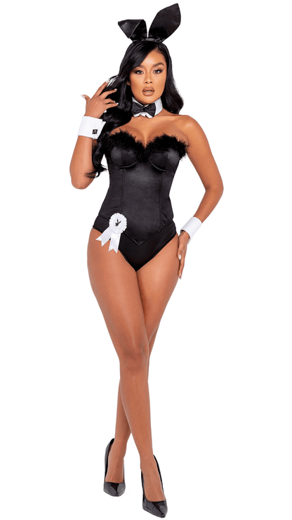 Naughty Kitten Clothing Playboy Boudoir Bunny Costume Front View Black Playboy Costume