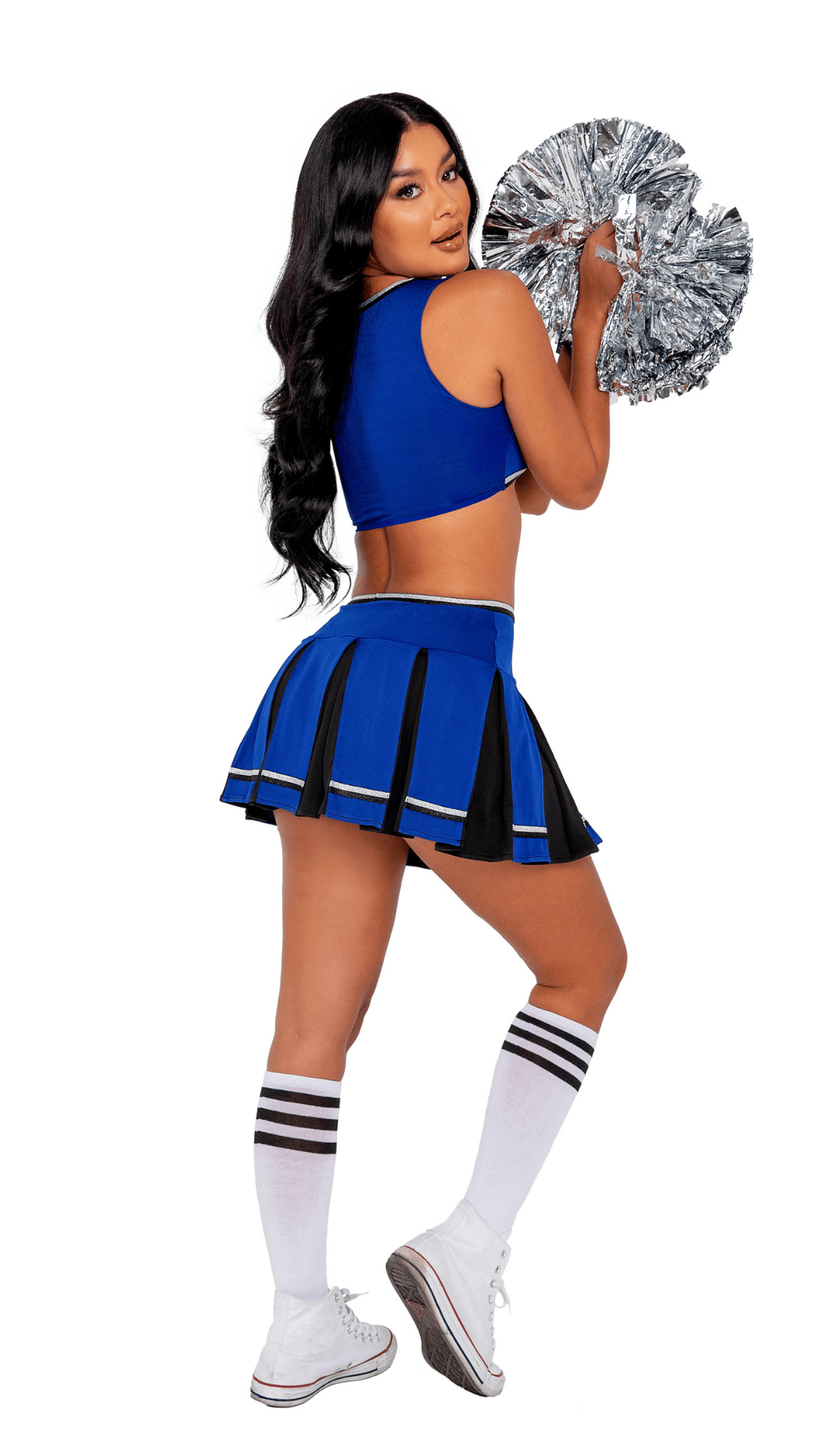 Naughty Kitten Clothing Playboy Cheer Squad Costume Blue/Black Rear View Playboy Costume