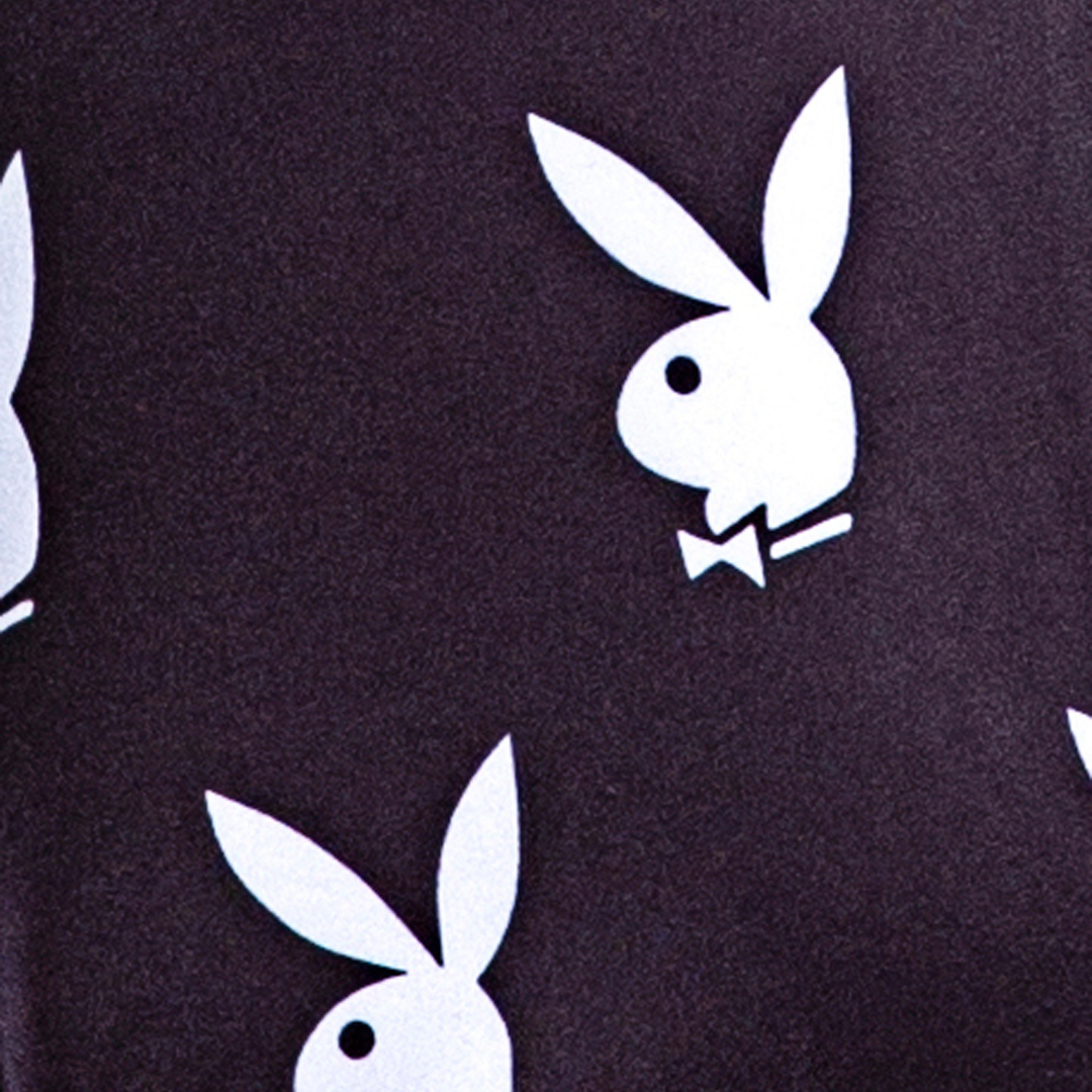 Naughty Kitten Clothing Playboy Slumber Bunny Romper - Black/White Logo View Playboy Lingerie Sleepwear