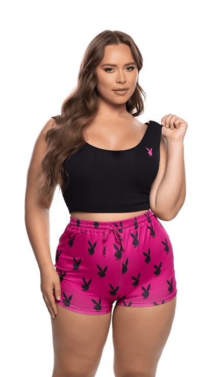 Naughty Kitten Clothing Playboy Slumber Bunny Set Front View Sleepwear Plus Size