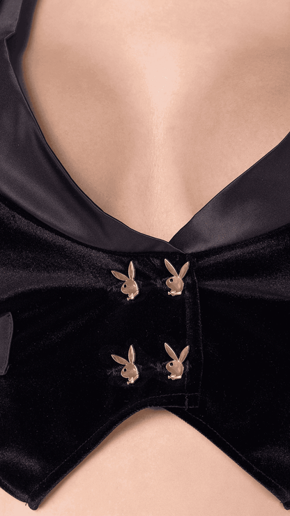 Naughty Kitten Clothing 8pc Playboy Tuxedo Costume Front View Playboy Costume