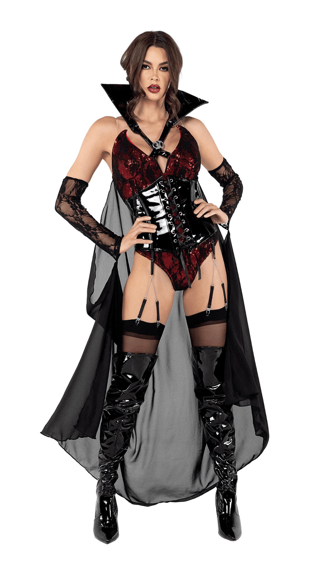 Naughty Kitten Clothing 2pc Playboy Vampire Front View Playboy Costume