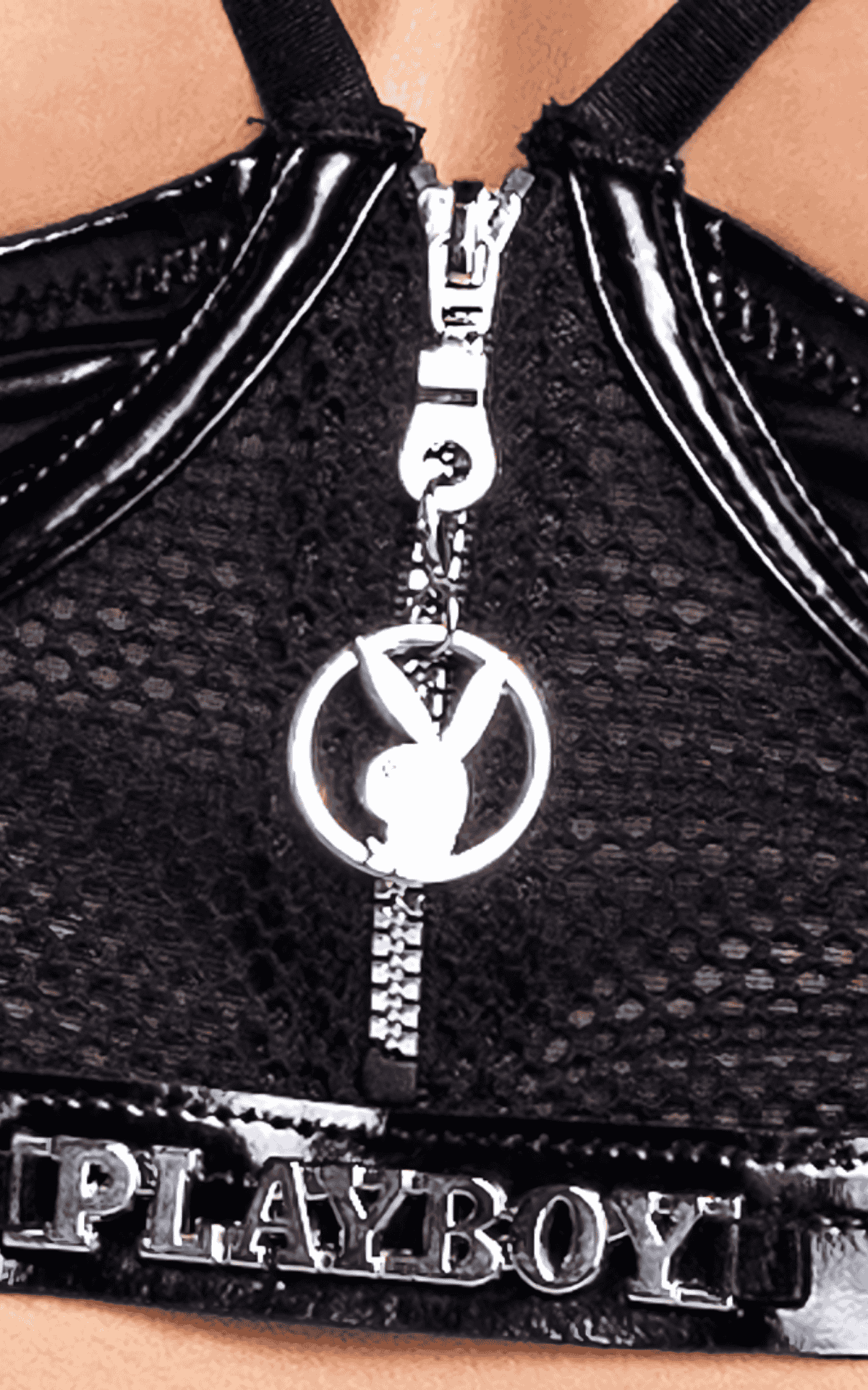 Naughty Kitten Clothing Playboy Blackout Fetish 3-Piece Set front View Playboy Lingerie