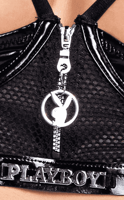 Naughty Kitten Clothing Playboy Blackout Fetish 3-Piece Set front View Playboy Lingerie