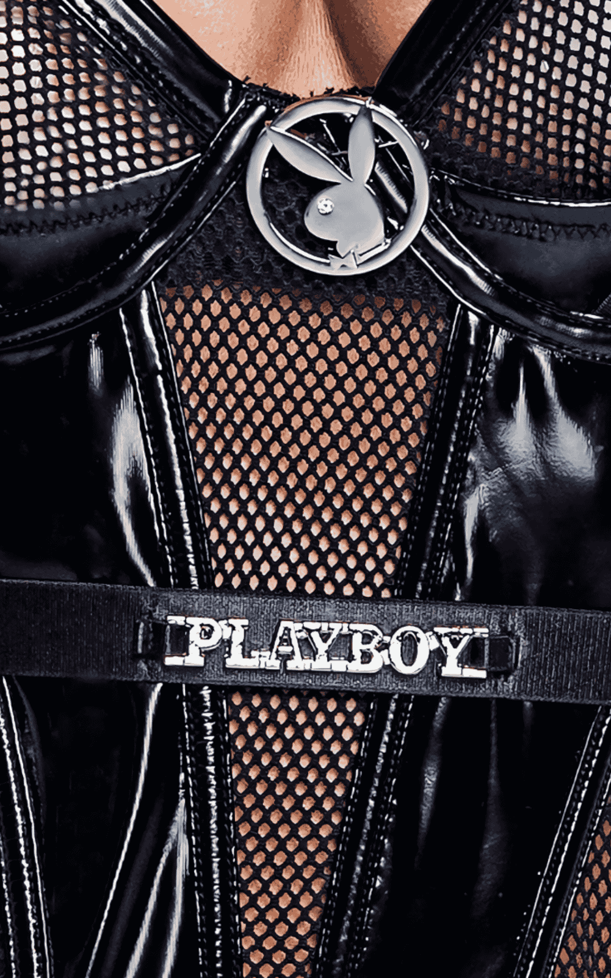 Naughty Kitten Clothing Playboy Blackout Fetish Teddy Front View Playboy Lingerie