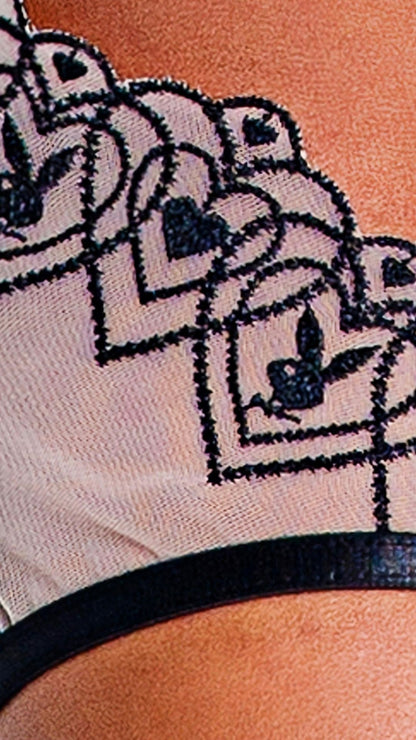 Naughty Kitten Clothing Playboy Bunny Kiss 3-Piece Chaps Set Close Up View Playboy Lingerie