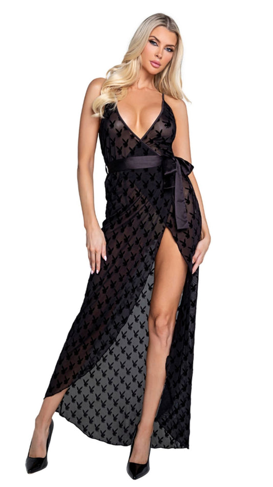 Naughty Kitten Clothing Playboy Bunny Noir Slip Front View Playboy Lingerie