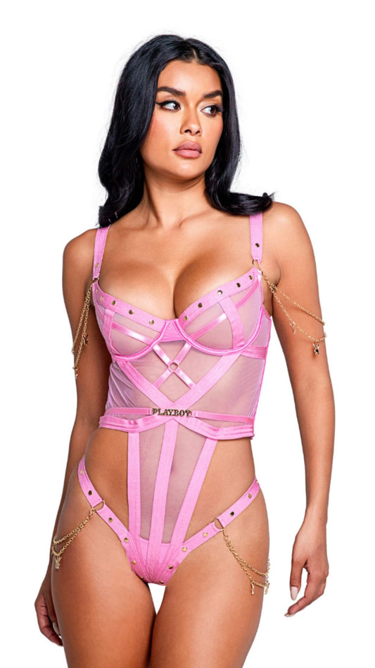 Naughty Kitten Clothing Playboy Charm Teddy Front View Playboy Lingerie