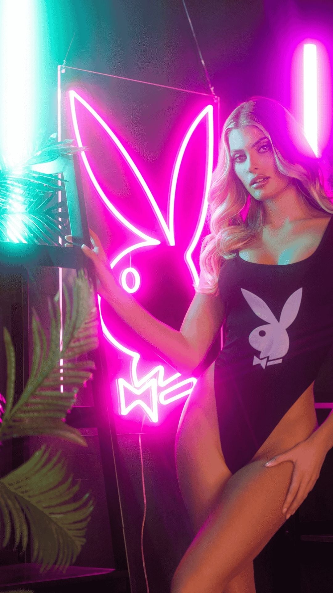 Naughty Kitten Clothing Playboy Icon Bodysuit Front View Playboy Lingerie