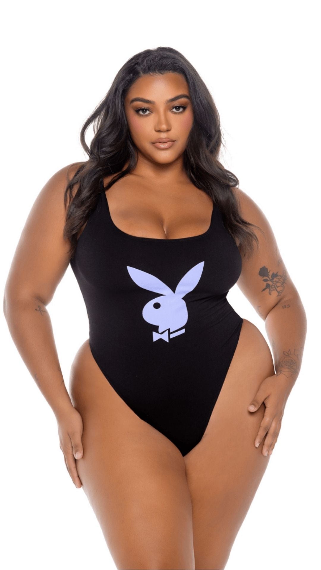 Naughty Kitten Clothing Playboy Icon Bodysuit Front View Playboy Plus Size Lingerie