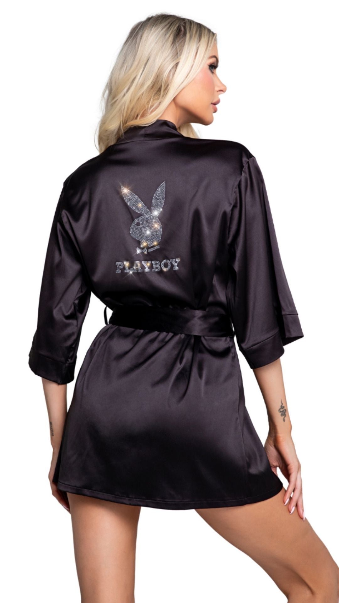 Naughty Kitten Clothing Playboy Sparkling Bunny Robe Rear View Playboy Lingerie