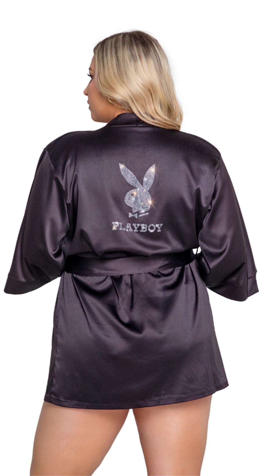 Naughty Kitten Clothing Playboy Sparkling Bunny Robe Rear View Playboy Plus Size Lingerie