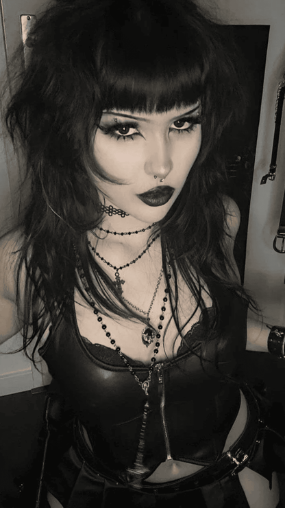 Naughty Kitten Clothing Punk Zipper Halter Bustier Front View Alternative Gothic Clothing