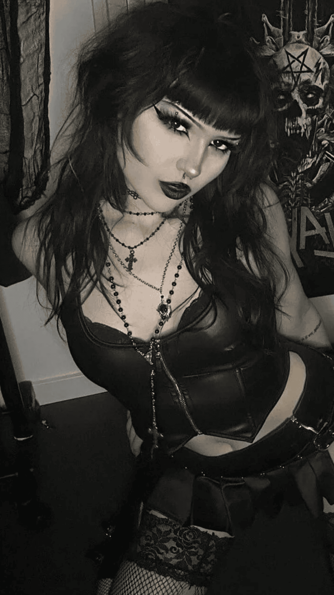 Naughty Kitten Clothing Punk Zipper Halter Bustier Front View Alternative Gothic Clothing