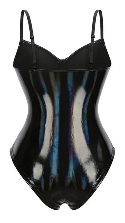 Naughty Kitten Clothing Punk Patent Leather Swimsuit Rear View Sexy Alternative Gothic Women's fashion