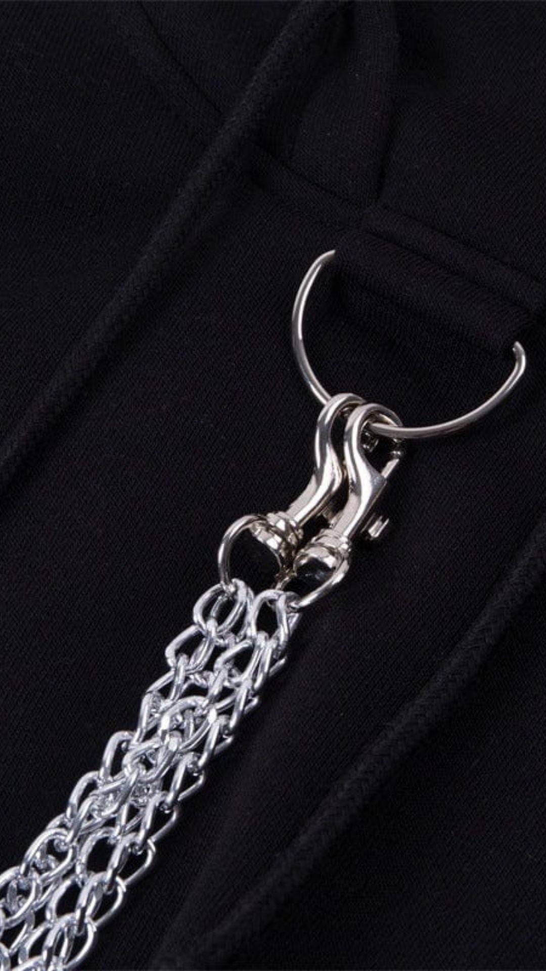 Naughty Kitten Clothing Punk Suspender Black Cropped Hoodies Close Up View Model Alternative Gothic 
Women's Fashion