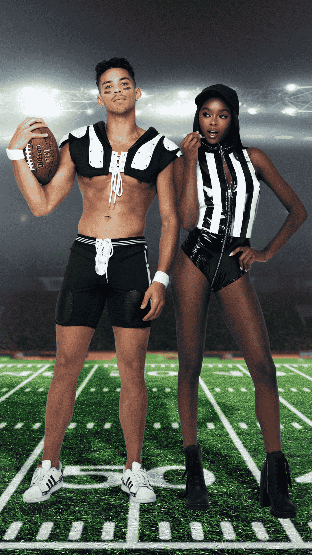 Naughty Kitten Clothing Racy Referee Costume Front View Halloween Couple Costumes