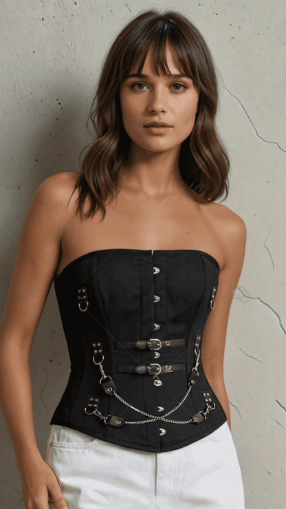 Naughty Kitten Clothing Rouge Chain Corset Side View Overbust Corset Waist trainer  Model 