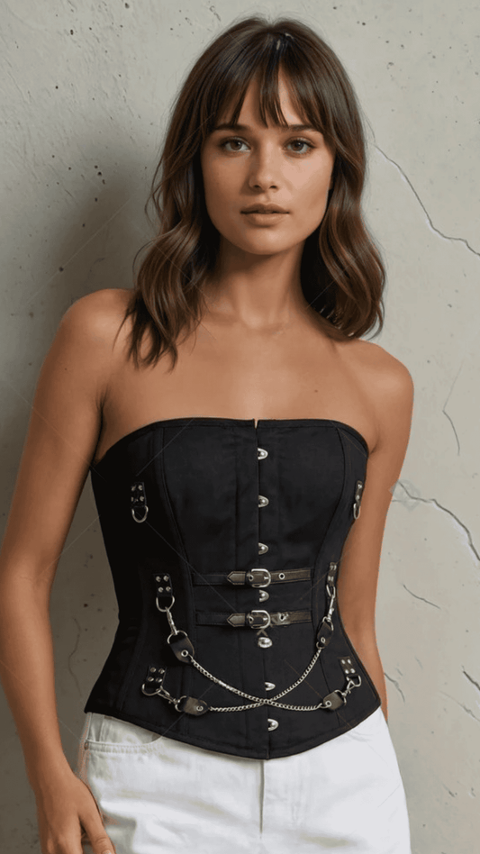 Naughty Kitten Clothing Rouge Chain Corset Side View Overbust Corset Waist trainer  Model 