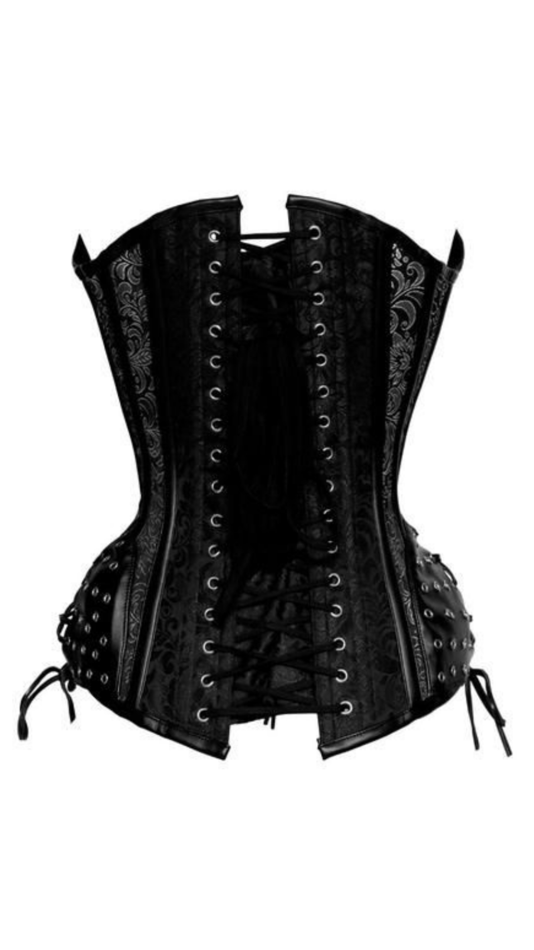 Naughty Kitten Rebel Gothic Brocade Corset Rear View