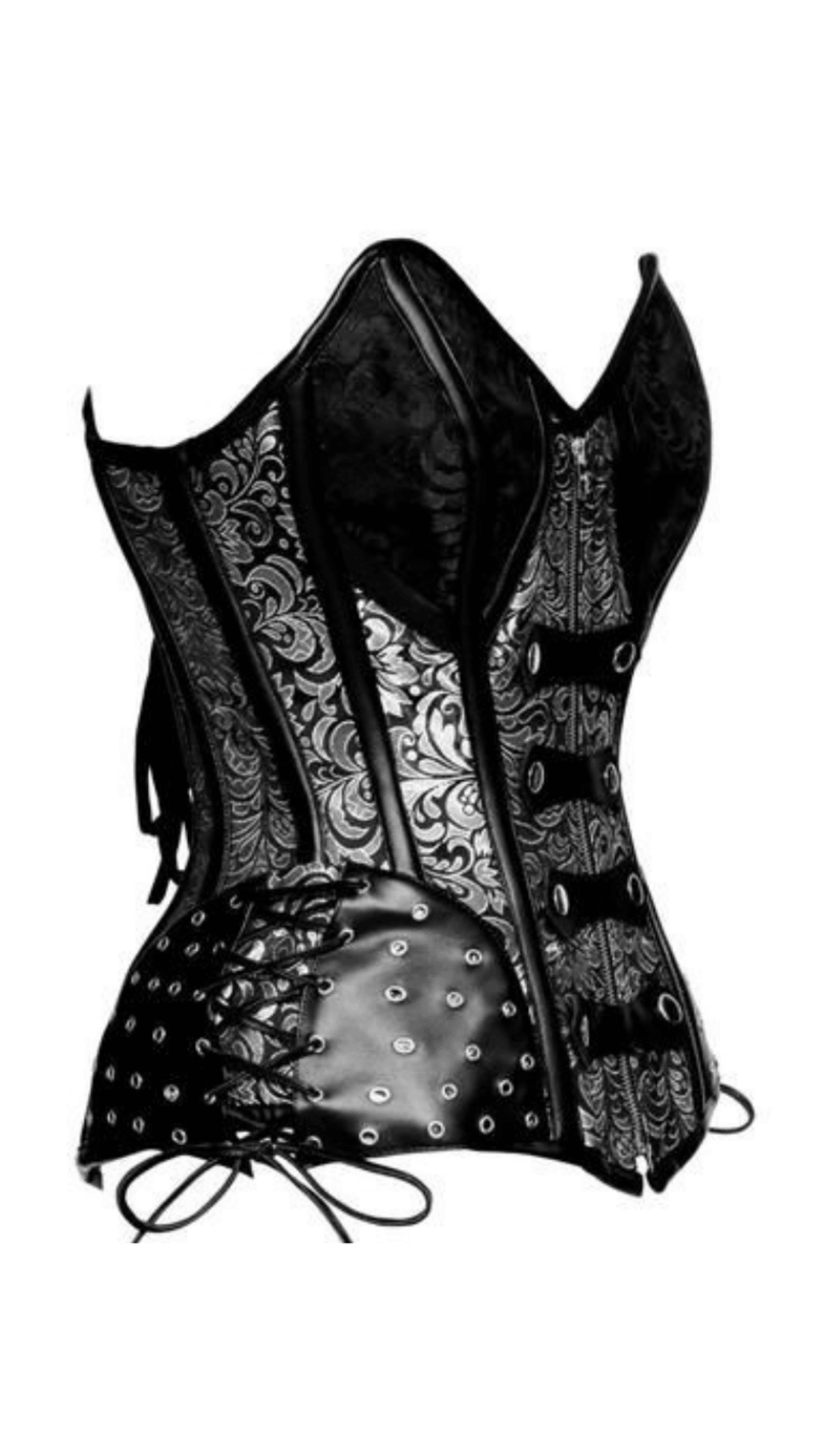 Naughty Kitten Rebel Gothic Brocade Corset Side View