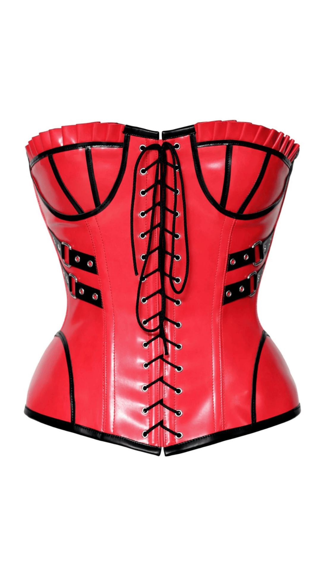 Naughty Kitten Clothing Red Temptress Over-bust Corset Front View Waist Cincher