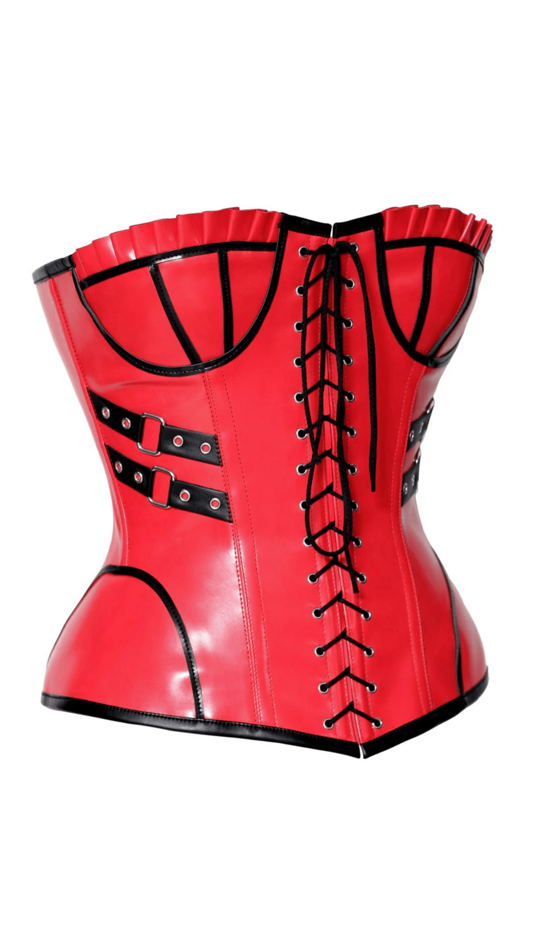 Naughty Kitten Clothing Red Temptress Over-bust Corset Side View Waist Cincher