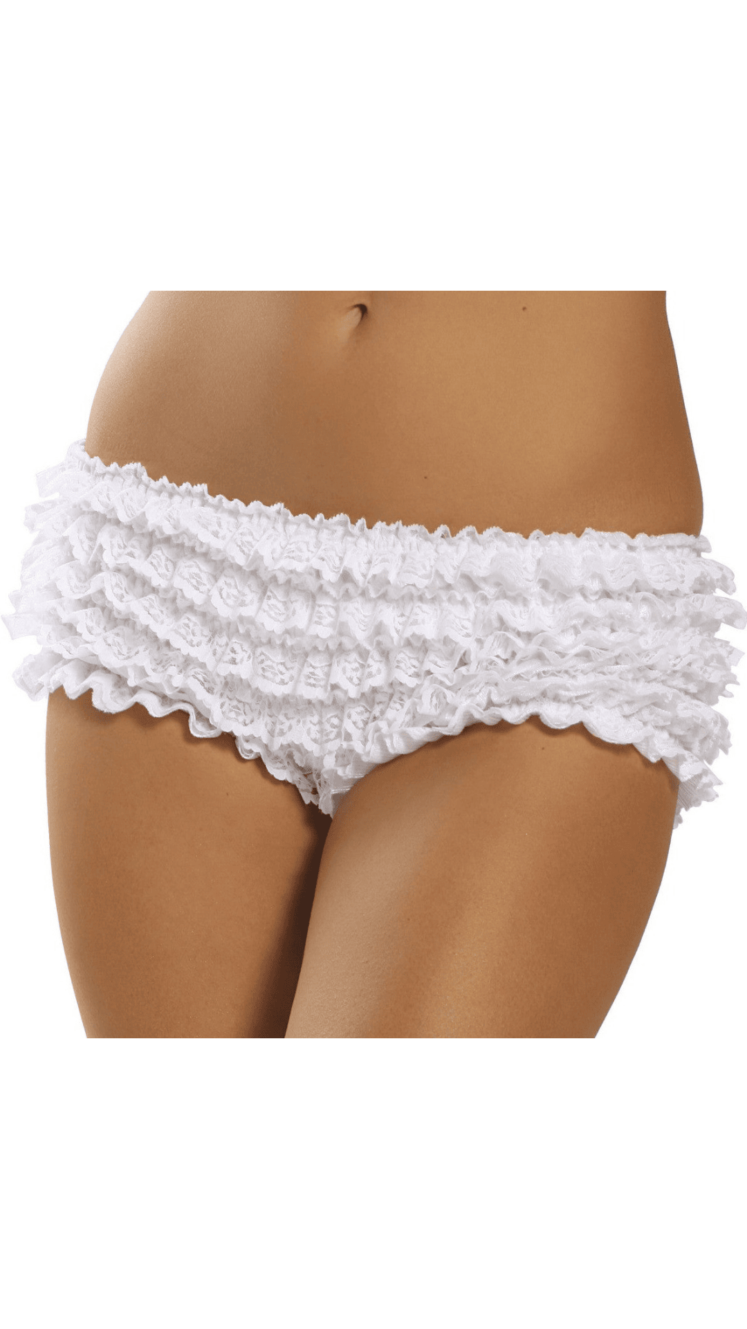 Naughty Kitten Costume Accessories Ruffle Short - 3 Colours White Front View