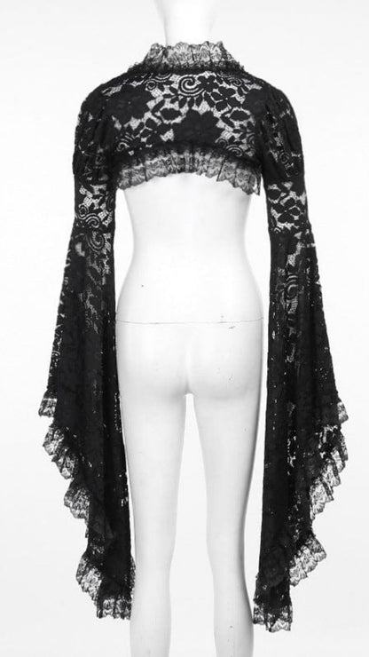 Naughty Kitten Clothing Ruffled Flared Sleeved Lace Cape Rear View Alternative Gothic Women's Fashion