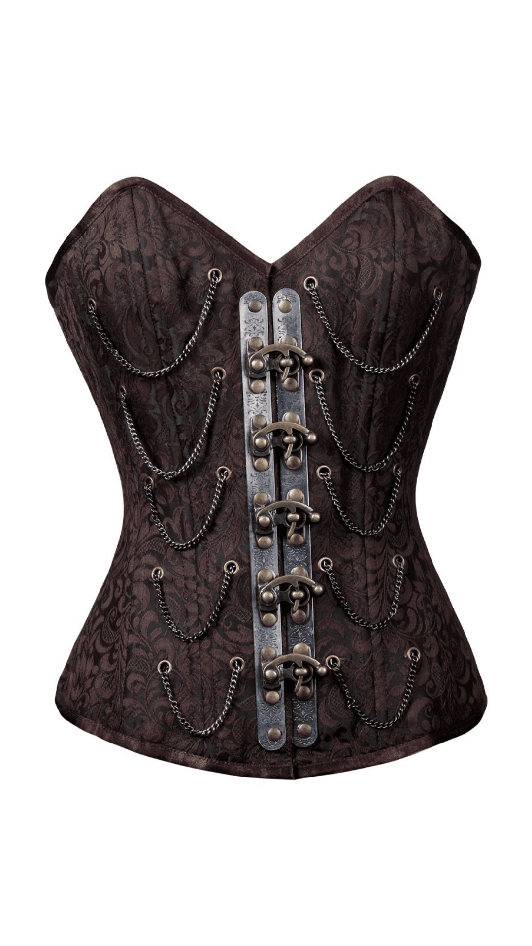 Naughty Kitten Sakima Deluxe Brocade & Chain Corset Front View 