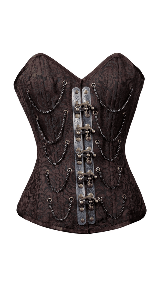 Naughty Kitten Sakima Deluxe Brocade & Chain Corset Front View 