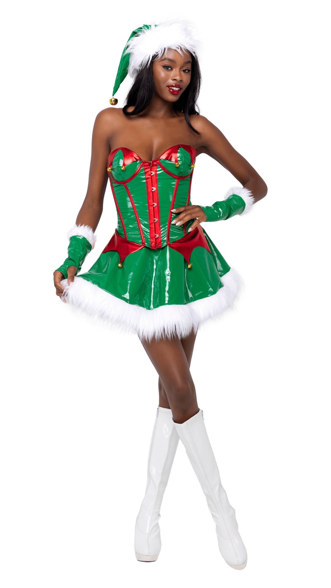 Naughty Kitten Clothing Santas Elf Costume Front View Women's Christmas Costume
