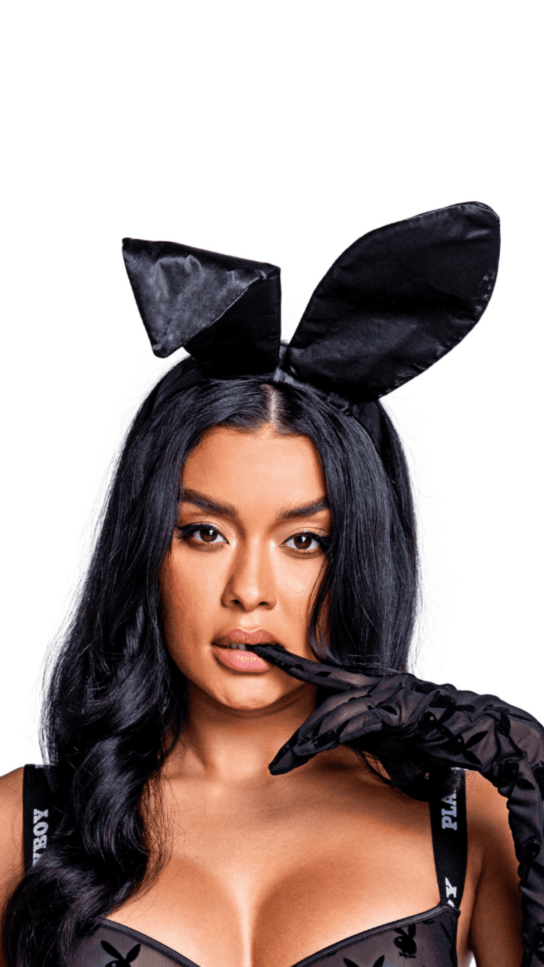 Naughty Kitten Clothing Satin Bunny Ears Front View 1 Playboy Accessories