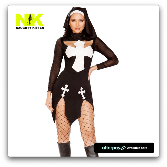 Naughty Kitten Loving Nun Costume Front View
