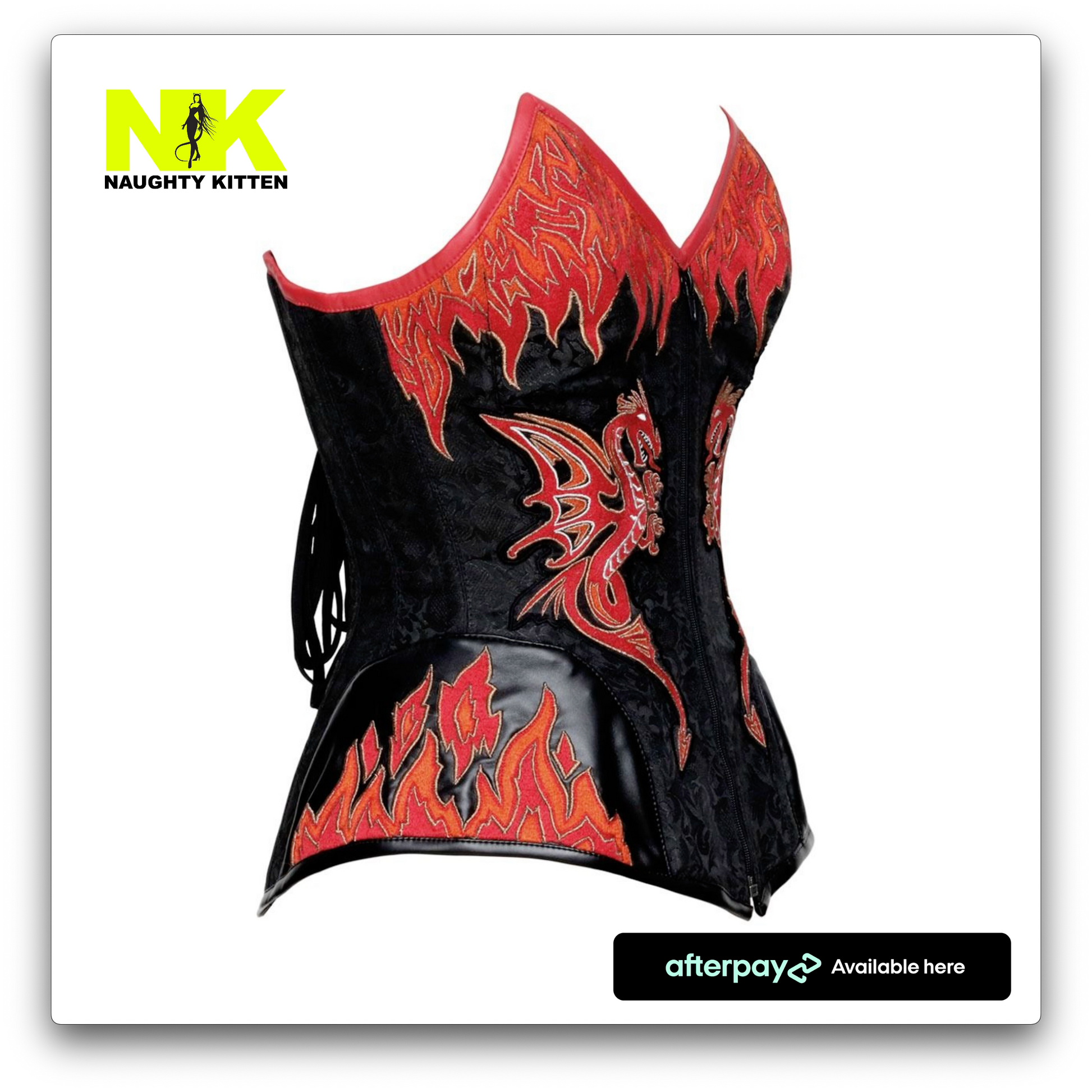 Astrid Dragon Flame Corset Side View - Naughty Kitten Clothing