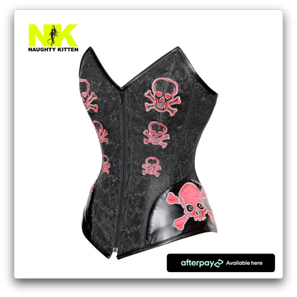 Naughty Kitten Clothing Evie Red Skull Corset Side View