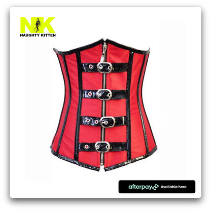 Naughty Kitten Paige Underbust Corset Front View Red