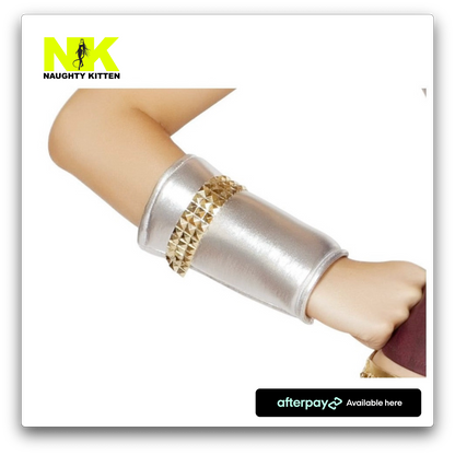 Naughty Kitten Accessories Wrist Cuffs with Gold Trim Detail Front View