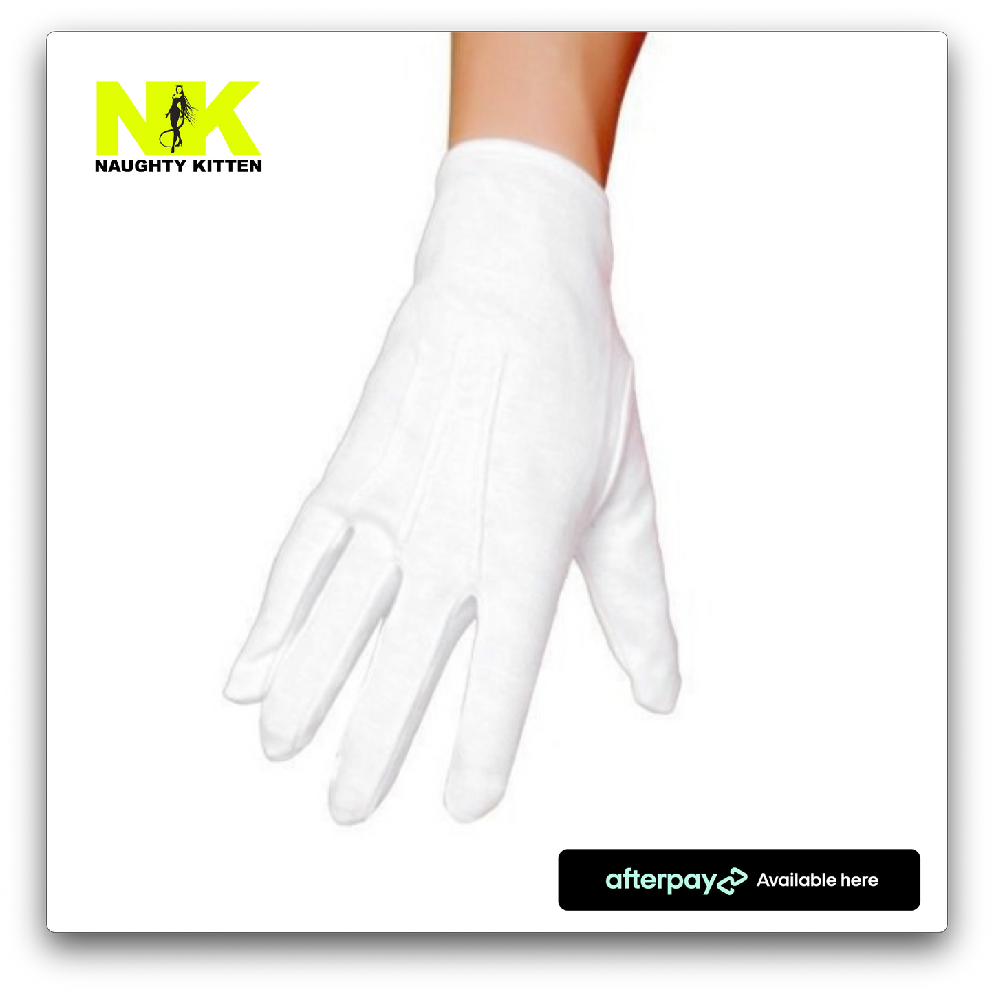 Naughty Kitten Accessories White Gloves Front View
