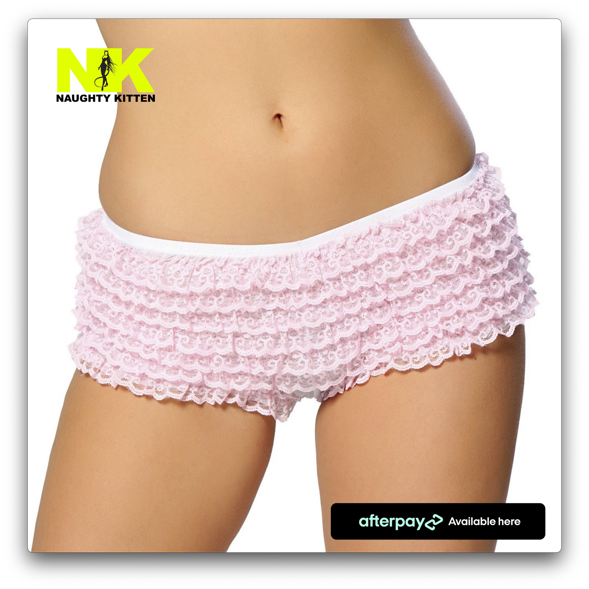 Naughty Kitten Accessories Ruffle Short - 3 Colours Pink Front View