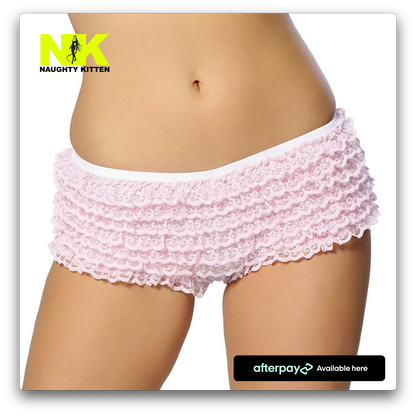 Naughty Kitten Accessories Ruffle Short - 3 Colours Pink Front View